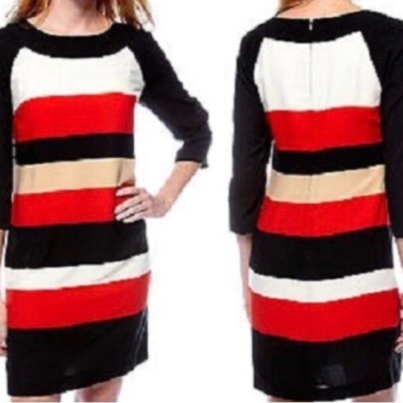 Beige by eci Dresses & Skirts - ECI “Beige” Dress Colorblock Shift Fit Zip Back 3/4 Sleeves Size 6